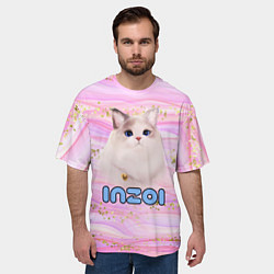 Футболка оверсайз мужская Inzoi розовый фон с золотинками, цвет: 3D-принт — фото 2