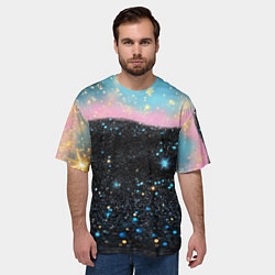 Футболка оверсайз мужская Блестящая текстура на черном, цвет: 3D-принт — фото 2