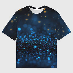 Мужская футболка оверсайз Боке блестяшки на черном