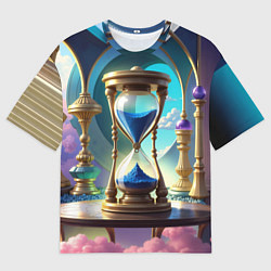 Футболка оверсайз мужская Абстрактные песочные часы с синим песком, цвет: 3D-принт