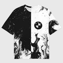 Футболка оверсайз мужская BMW black fire, цвет: 3D-принт
