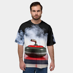 Футболка оверсайз мужская Кёрлинг и белый дым, цвет: 3D-принт — фото 2