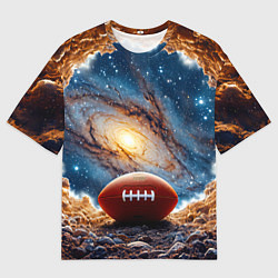 Футболка оверсайз мужская Мяч для американского футбола в космосе, цвет: 3D-принт