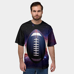 Футболка оверсайз мужская Мяч для регби в космосе, цвет: 3D-принт — фото 2