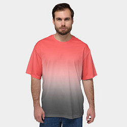 Футболка оверсайз мужская Бледный красно-серый градиент, цвет: 3D-принт — фото 2