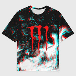 Футболка оверсайз мужская Monster energy огонь глитч, цвет: 3D-принт