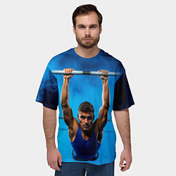 Футболка оверсайз мужская Турникмен синий дым, цвет: 3D-принт — фото 2