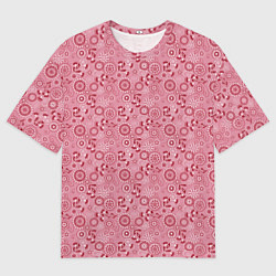 Мужская футболка оверсайз Красно белый деревенский узор ретро