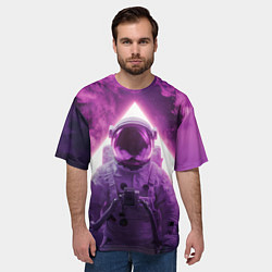 Футболка оверсайз мужская Космонавт и фиолетовый космос, цвет: 3D-принт — фото 2