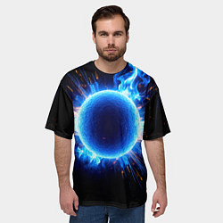 Футболка оверсайз мужская Ядро для талкания в синем пламени, цвет: 3D-принт — фото 2
