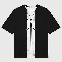 Футболка оверсайз мужская Шпага на черном, цвет: 3D-принт