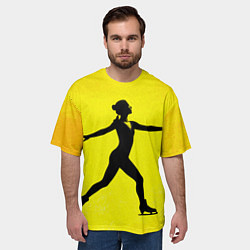 Футболка оверсайз мужская Фигуристка на желтом, цвет: 3D-принт — фото 2