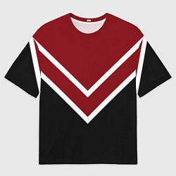 Мужская футболка оверсайз Красный с чёрным и белые полосы