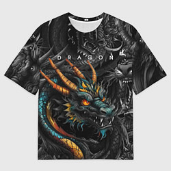 Футболка оверсайз мужская Японский дракон татуировка, цвет: 3D-принт