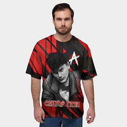 Футболка оверсайз мужская Сектор Газа красно-черный фон, цвет: 3D-принт — фото 2