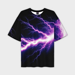 Футболка оверсайз мужская Lightning purple, цвет: 3D-принт