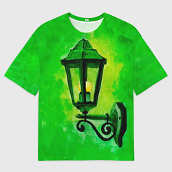 Футболка оверсайз мужская Уличный зелёный фонарь, цвет: 3D-принт
