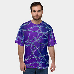 Футболка оверсайз мужская Проволока на сине-фиолетовом фоне - абстрактная те, цвет: 3D-принт — фото 2