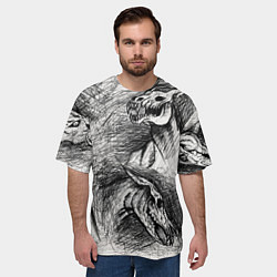 Футболка оверсайз мужская Черепа лошадей, цвет: 3D-принт — фото 2