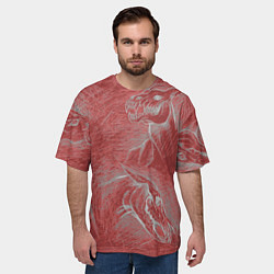 Футболка оверсайз мужская Черепа лошадей - эскиз, цвет: 3D-принт — фото 2