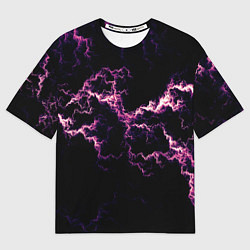 Мужская футболка оверсайз Lightning pink glow