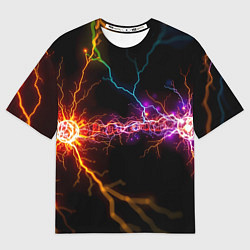 Мужская футболка оверсайз Две неоновые вспышки