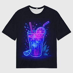 Футболка оверсайз мужская Неоновый фруктовый коктейль, цвет: 3D-принт
