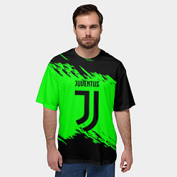 Футболка оверсайз мужская Juventus черные краски, цвет: 3D-принт — фото 2