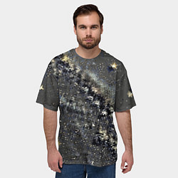 Футболка оверсайз мужская Тёмный серый абстракция звёзды, цвет: 3D-принт — фото 2