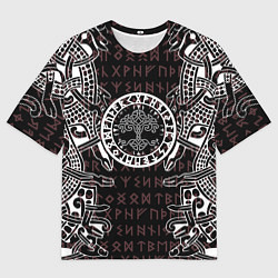 Мужская футболка оверсайз Дерево жизни и древние руны