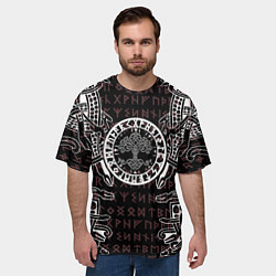 Футболка оверсайз мужская Дерево жизни и древние руны, цвет: 3D-принт — фото 2