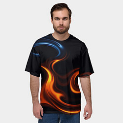 Футболка оверсайз мужская The color is fire orange, цвет: 3D-принт — фото 2