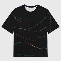Мужская футболка оверсайз Чёрный с неоновыми полосами