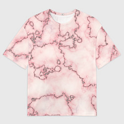 Футболка оверсайз мужская Розовая абстракция с мраморной текстурой и блеском, цвет: 3D-принт
