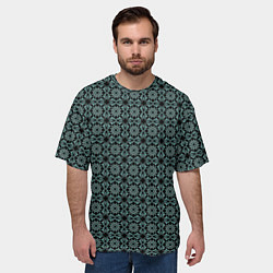 Футболка оверсайз мужская Чёрный с синим узором патерн, цвет: 3D-принт — фото 2