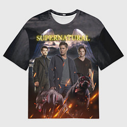 Футболка оверсайз мужская Supernatural - true hunters, цвет: 3D-принт
