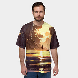 Футболка оверсайз мужская Аниме под солнцем, цвет: 3D-принт — фото 2