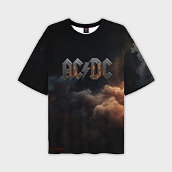 Футболка оверсайз мужская ACDC металлический лого, цвет: 3D-принт