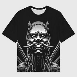 Футболка оверсайз мужская Киборг ниндзя в маске демона, цвет: 3D-принт
