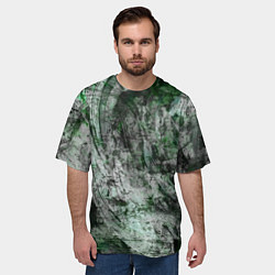 Футболка оверсайз мужская Абстракция - grey emerald rock, цвет: 3D-принт — фото 2