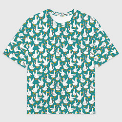 Мужская футболка оверсайз Злой гусь узор