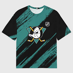 Мужская футболка оверсайз Анахайм Дакс - зеленая краска