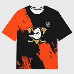 Мужская футболка оверсайз Анахайм Дакс - оранжевая краска