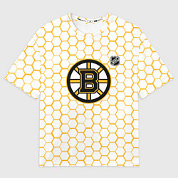 Мужская футболка оверсайз Бостон Брюинз - белые соты