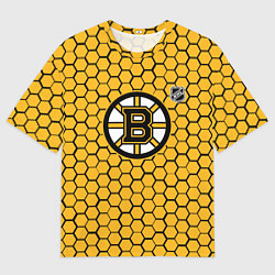 Мужская футболка оверсайз Бостон Брюинз - желтые соты