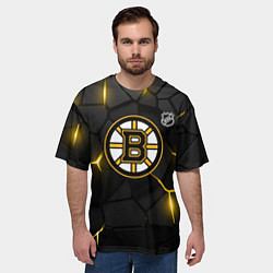 Футболка оверсайз мужская Бостон Брюинз - плиты с подсветкой, цвет: 3D-принт — фото 2