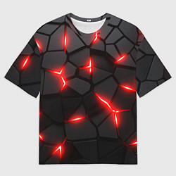 Мужская футболка оверсайз Красная неоновая броня