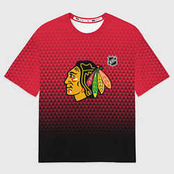 Мужская футболка оверсайз Чикаго Блэкхокс - геометрический градиент