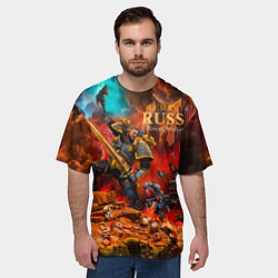 Футболка оверсайз мужская Лман Русс примарх Космических Волков, цвет: 3D-принт — фото 2