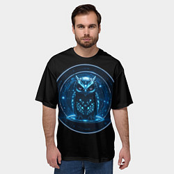 Футболка оверсайз мужская Магическая сова робот, цвет: 3D-принт — фото 2